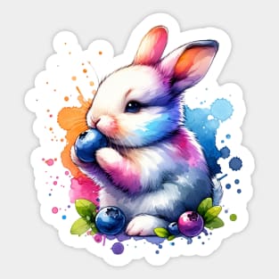 Watercolor Blueberry Bunny Sticker